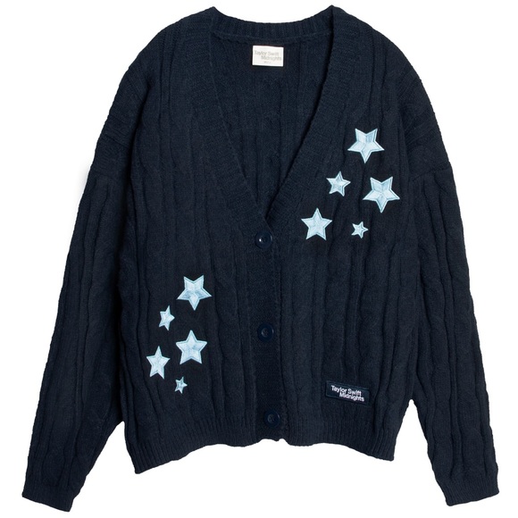 Taylor Swift Midnights Cardigan Sweater NEW Medium Large M/L Navy Blue Stars - Picture 1 of 11